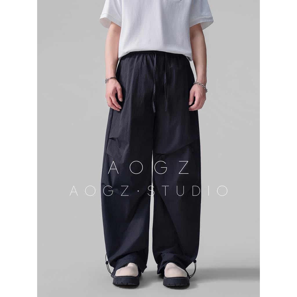 AOGZ cordão calças casuais das mulheres dos homens verão estilo fino em linha reta solta Drape plissado esportes america