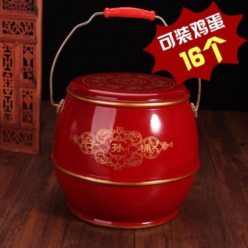 Dote com Descendentes Balde Noiva Presentes de Casamento Vermelho Grande Banheiro de Plástico Século Haohe Dote Festiva
