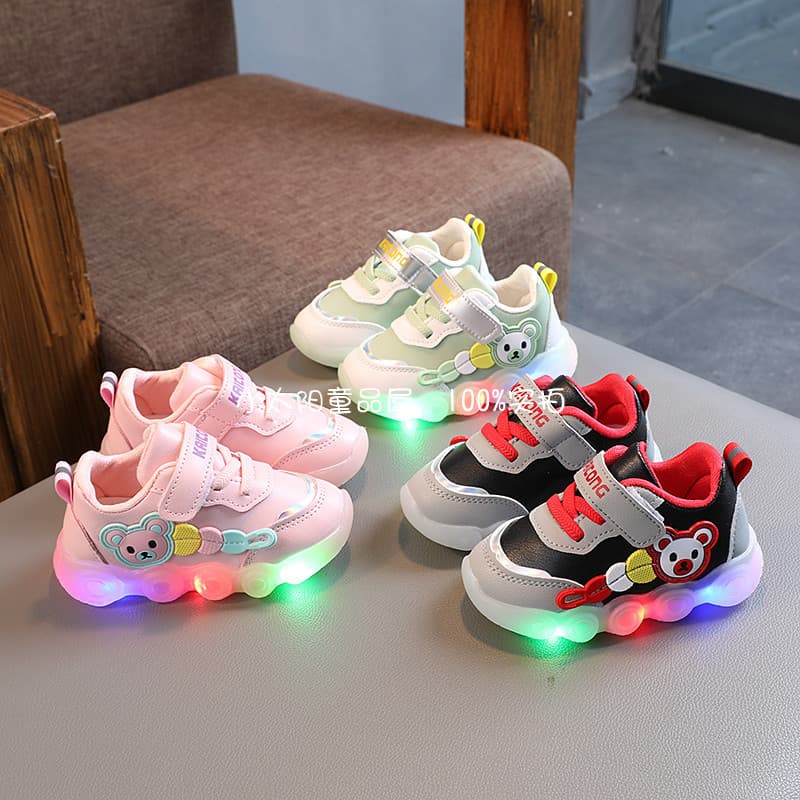 Outono crianças crianças sapatos de caminhada malha meninos light-up sapatos Anti-deslizamento das mulheres dos homens d