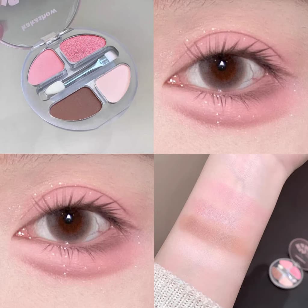 Morango rosa doce quatro cores deitado bicho da seda paleta de sombras destaque iluminar sombra para detalhes manchas ab