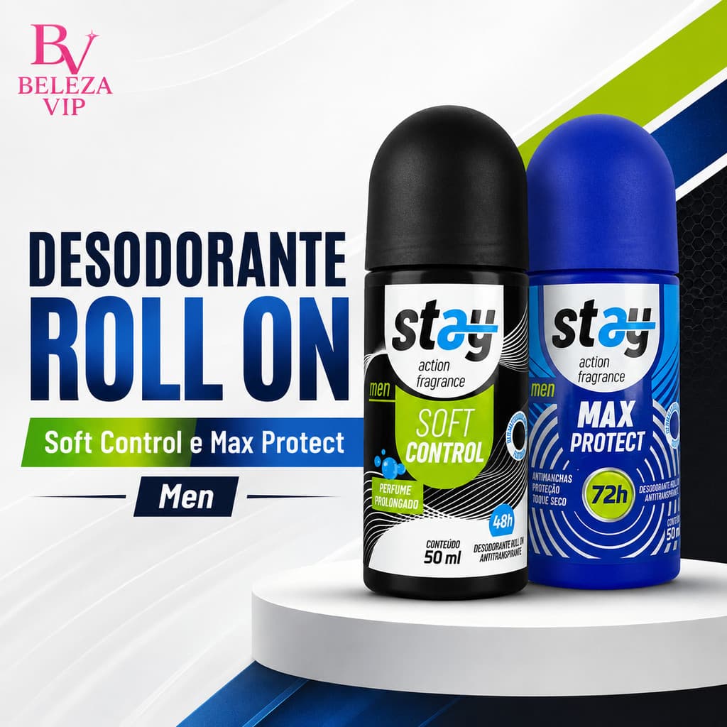 Desodorante Antitranspirante Roll On Stay Men 50ml Soft Control - Max Protect