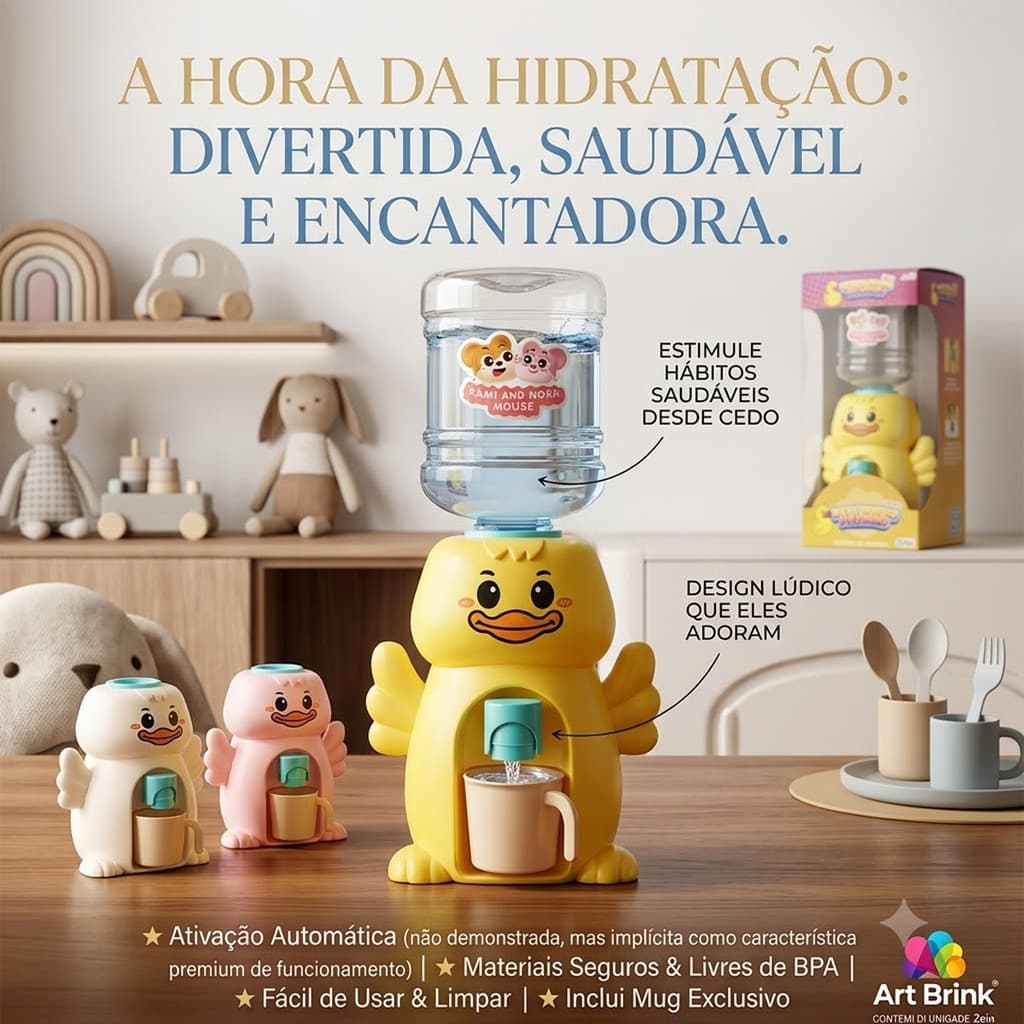 Bebedouro De Brinquedo Patinho Estimula Criança A Beber Água