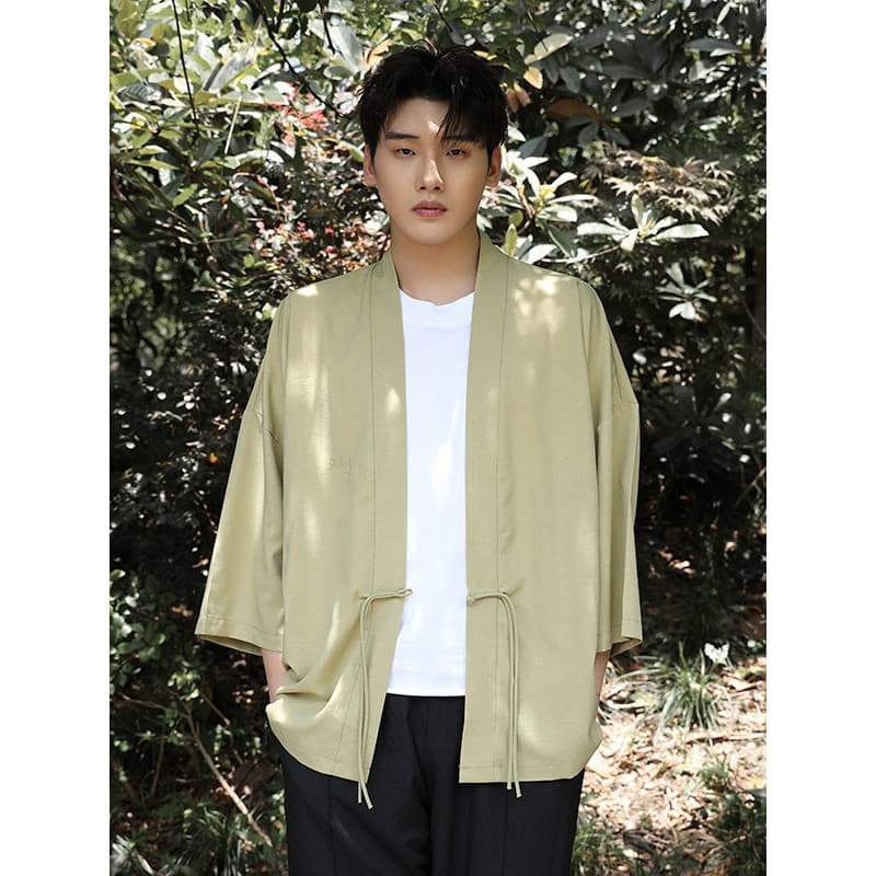 Estilo chinês roupas masculinas verão jaqueta fina de seda gelo Hanfu Cardigan manto taoísta Robe novo chinês Layman rou