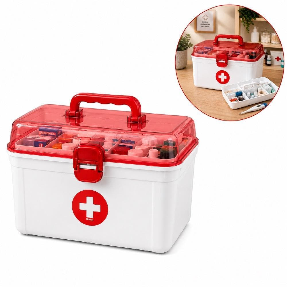 FRASQUEIRA MEDICAMENTOS GRANDE BANDEJA REMOVIVEL MALETA PRIMEIROS SOCORROS 6,2 LITROS ORGANIZADOR PORTA REMEDIOS CAIXA