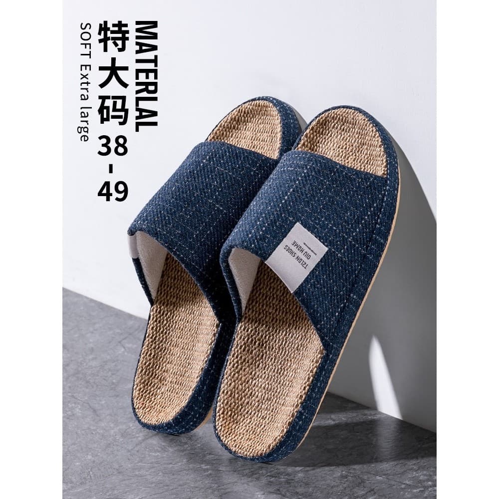 Chinelos japoneses de linho de tamanho grande masculino verão interior casa mudo escritório uso doméstico desodorante al