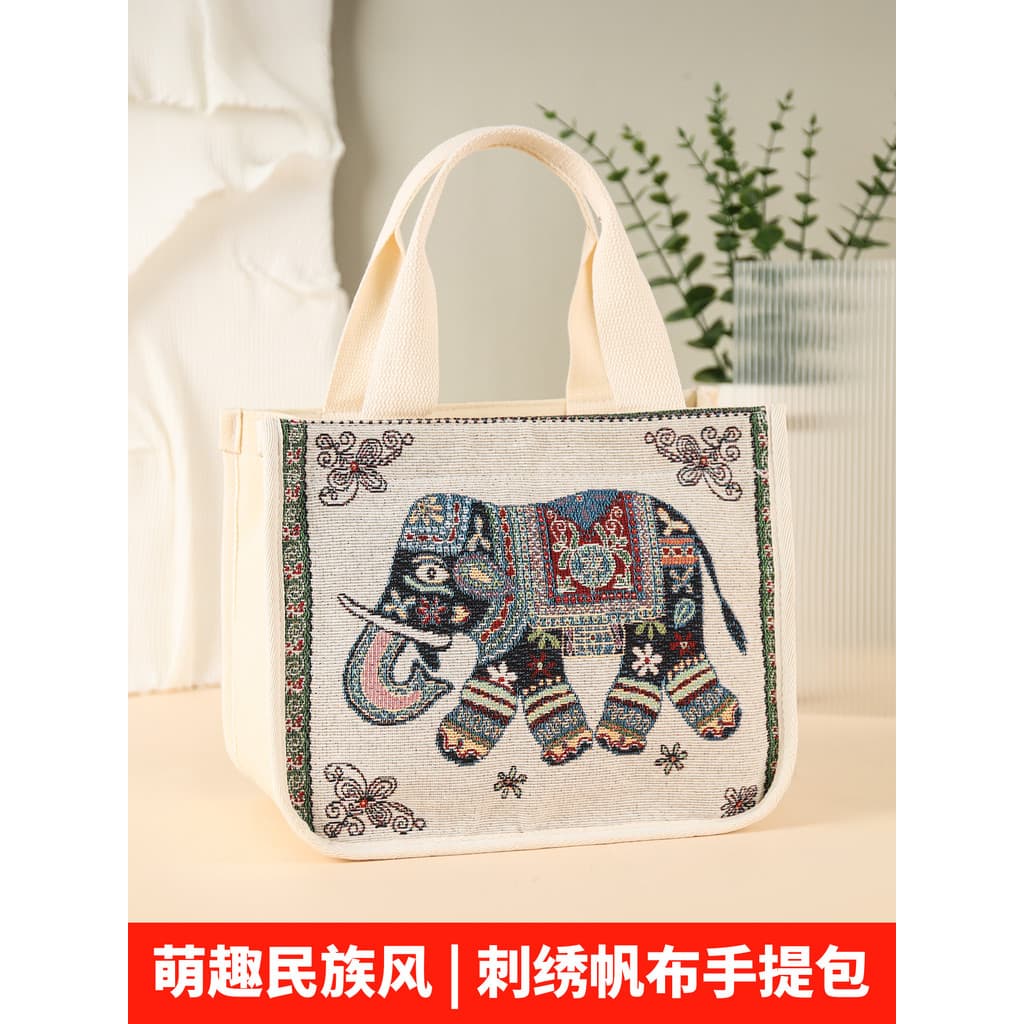 Bolsa de lona feminina nova moda Casual bordado grande capacidade estilo étnico sacola sacola mãe sacola