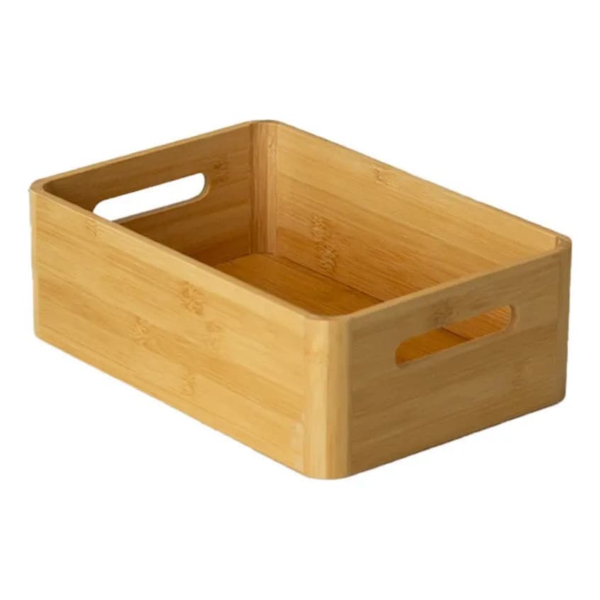 Caixa Organizadora De Bambu Com Alça  28X16.5X10CM  Natural Caixote