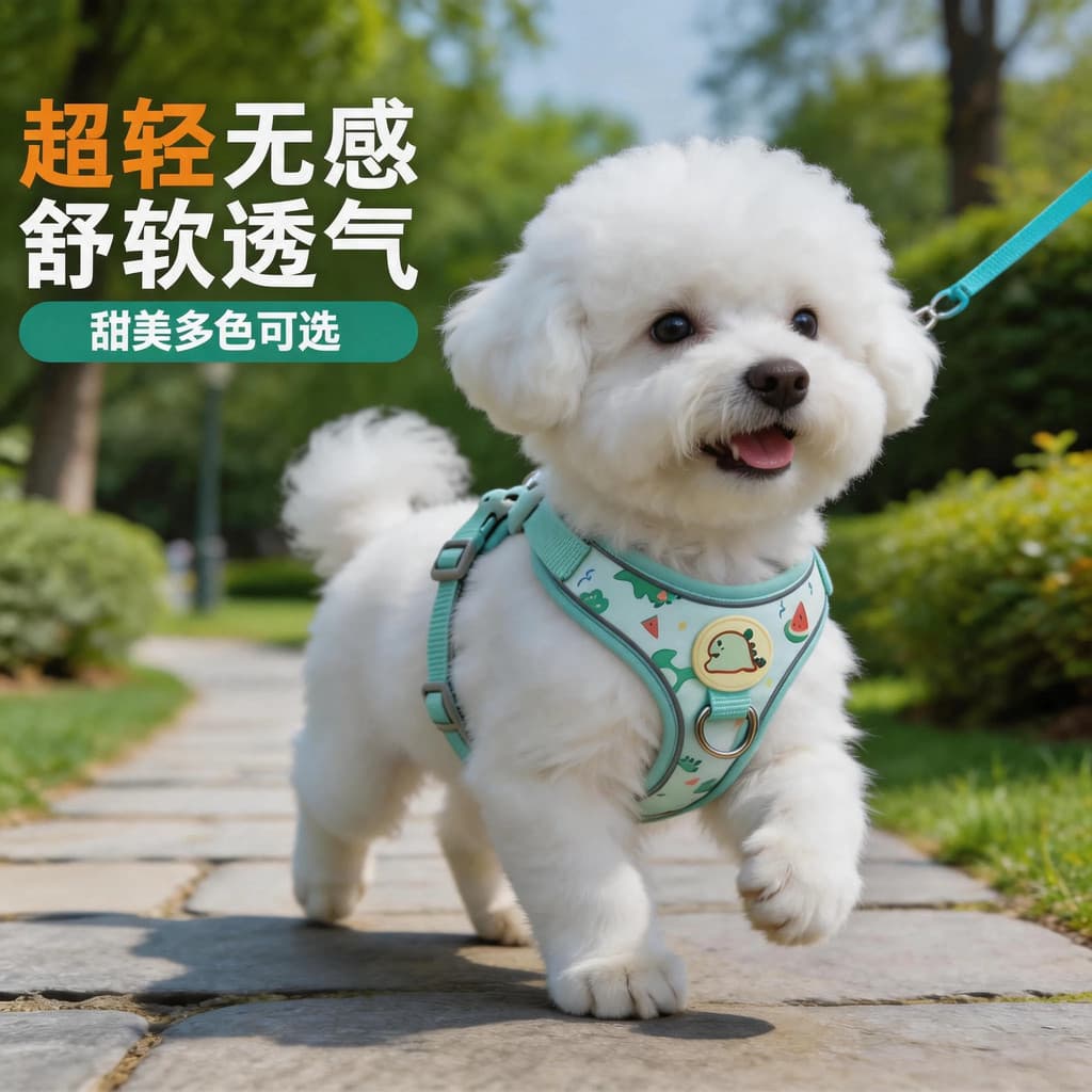Coleira para cachorro tipo colete, alça peitoral para animais de estimação, anti-quebra, Bichon, pelúcia, cachorro peque