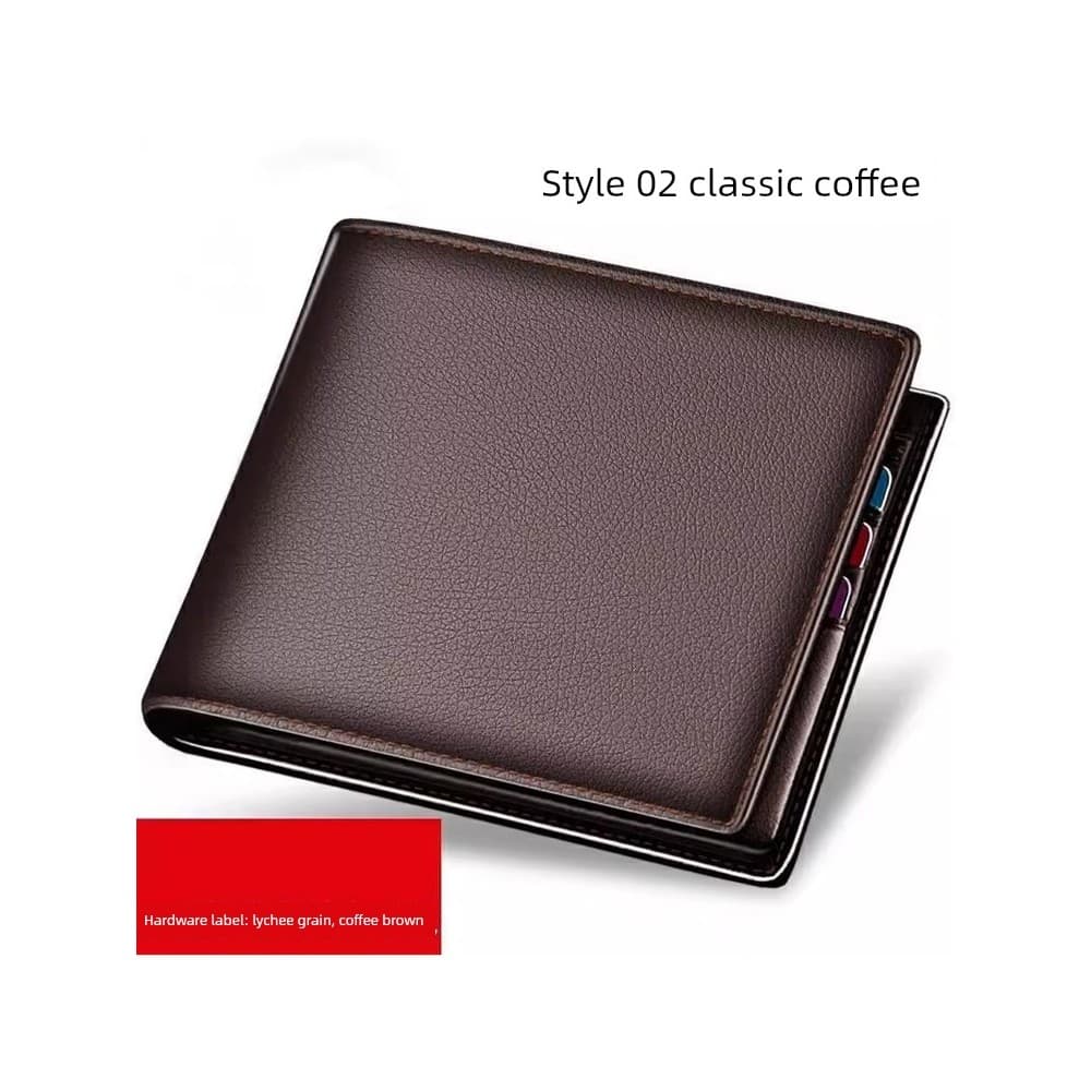 carteira masculina carteira masculina com ziper Carteira masculina com textura de couro genuíno, estilo curto, estudante