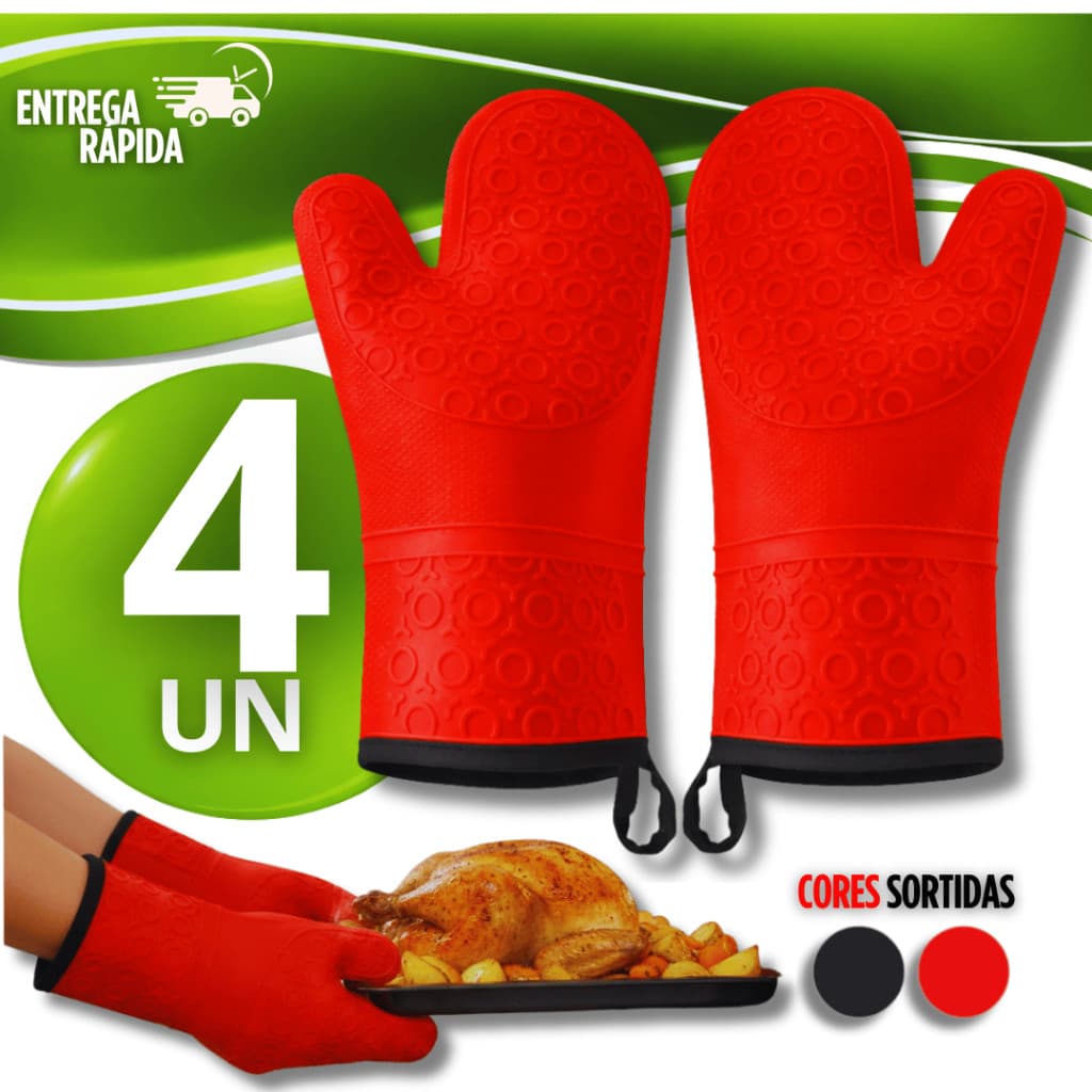 Luvas Térmicas De Cozinha Forno Fogão Silicone Lavável Multiuso Forno Churrasqueira Utensílios Antiderrapante Resistente