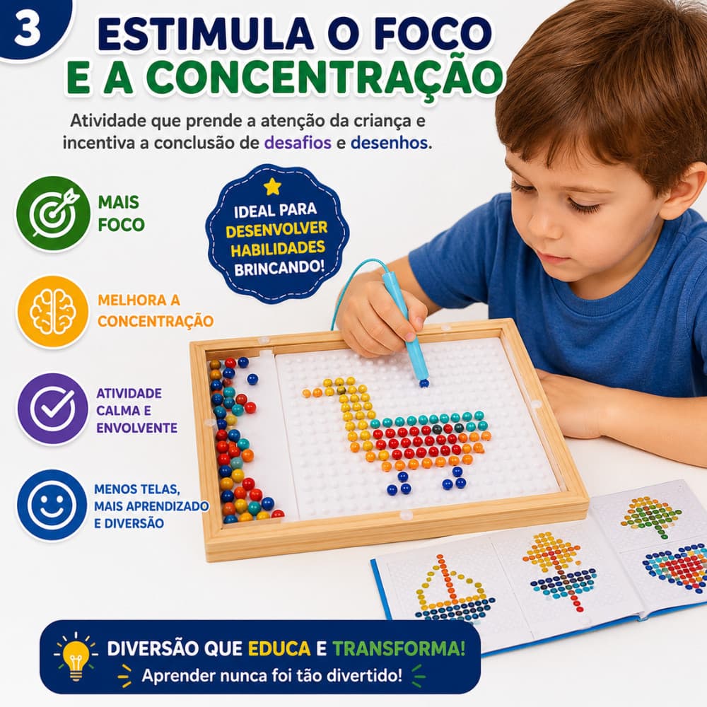 Tabuleiro Magnético Infantil Educativo Montessori Com Caneta Magnética Coordenação Motora Foco E Criatividade