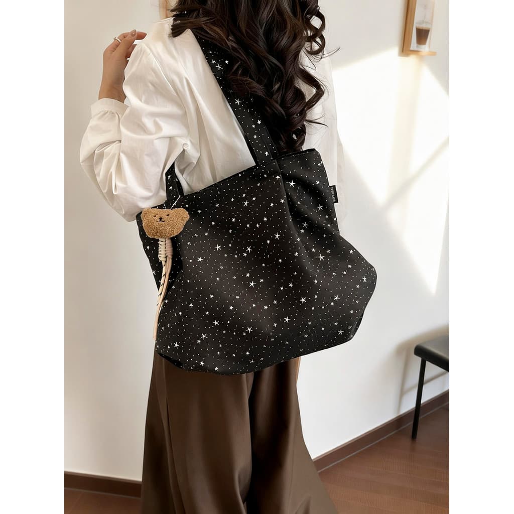Estilo coreano estrela sacola feminina verão grande capacidade portátil bolsa de lona nicho All-Match estudante Commuter
