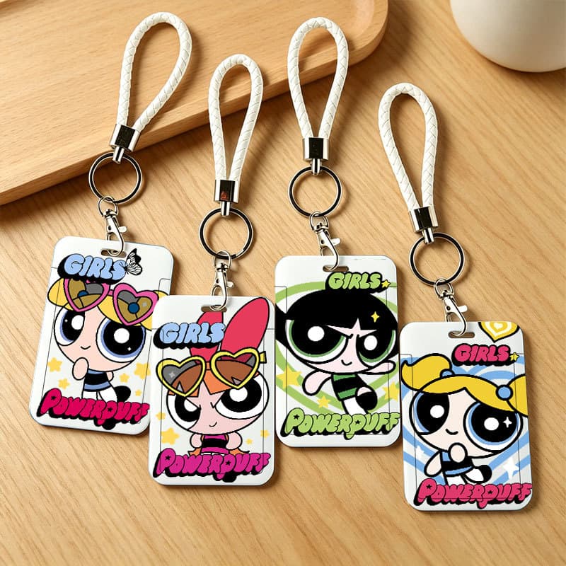 Porta-Cartões Powerpuff Girls , Protetor De Crachá De Identificação De Estudante De Anime Fofo Para Cartão De Refeição C