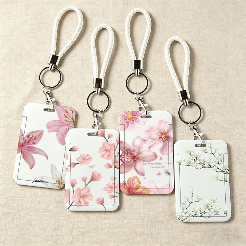 Protetor De Cartão Floral Aquarela Elegante , Suporte Leve E Fino Para Passe De Trânsito , Cartões De Campus Uso Diário