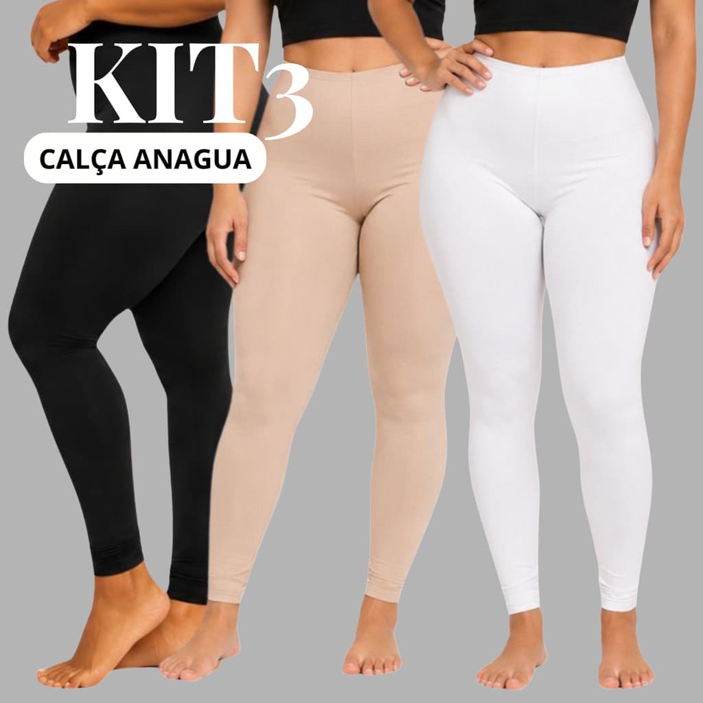 KIT 3 Calça Anágua Segunda Pele Para o Frio Não Marca Feminina