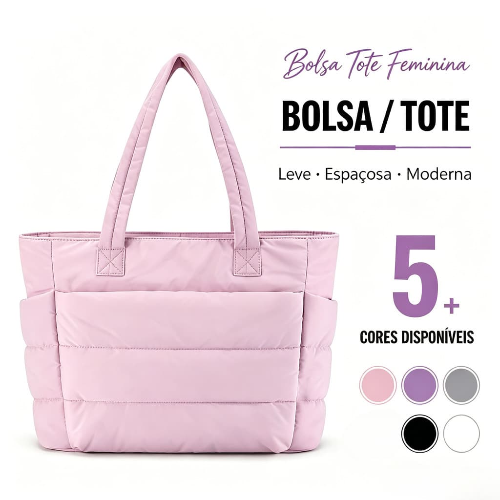 Bolsa Tote Acolchoada Leve e de Grande Capacidade para Laptop, Trabalho e Faculdade