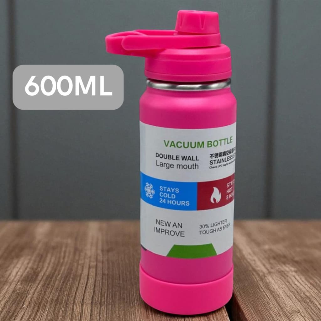 Garrafa Inox Térmica 600ML Com Capinha Protetora De Silicone Antiderrapante
