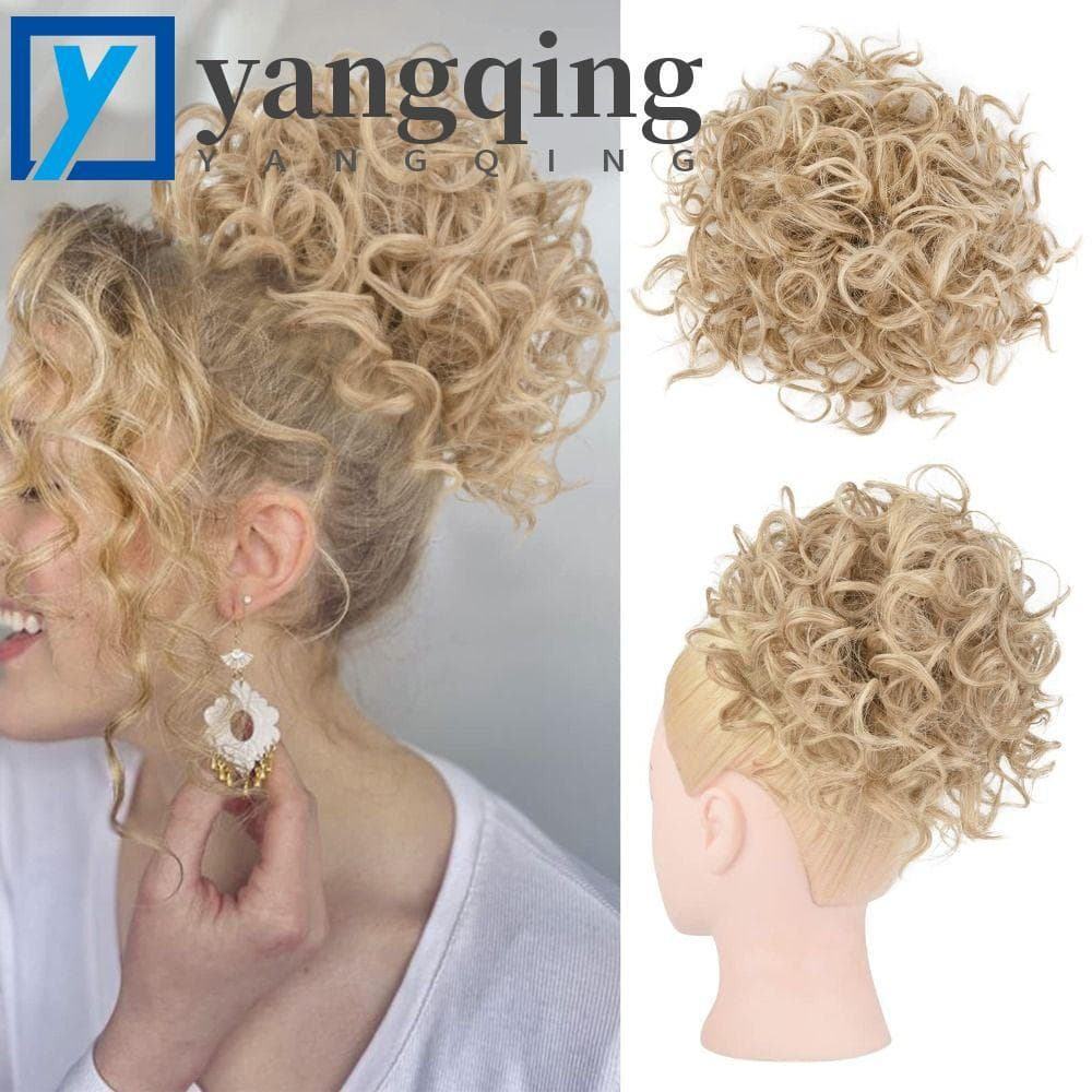 YANGQING Grande Onda Chignon Extensões De Cabelo Elástico Cordão Clipe Em Mulheres Preto Falso Peças