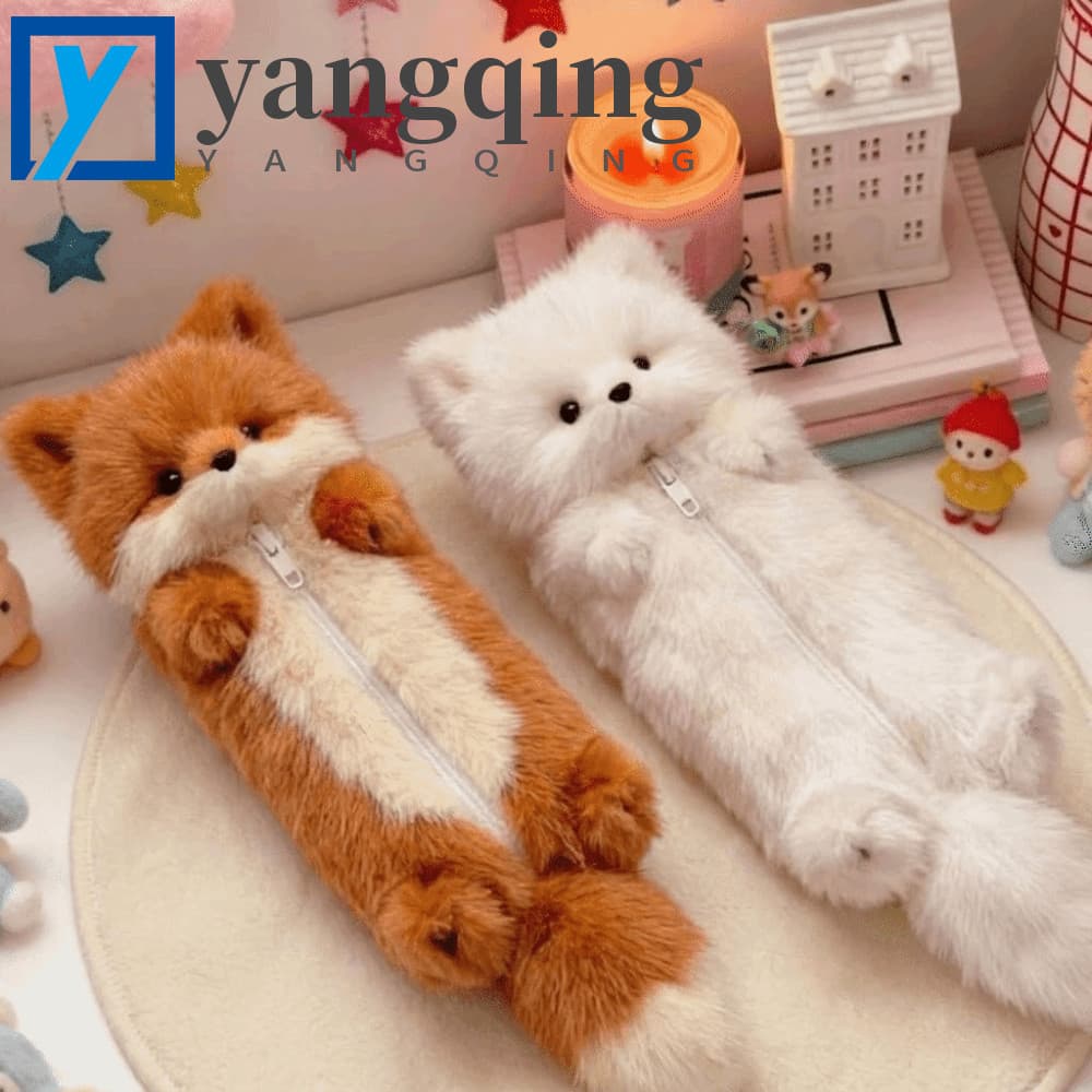 Bolsa De Lápis De Pelúcia De Desenho Animado YANGQING , Armazenamento De Animais Macios Com Fecho De Zíper , Engraçada