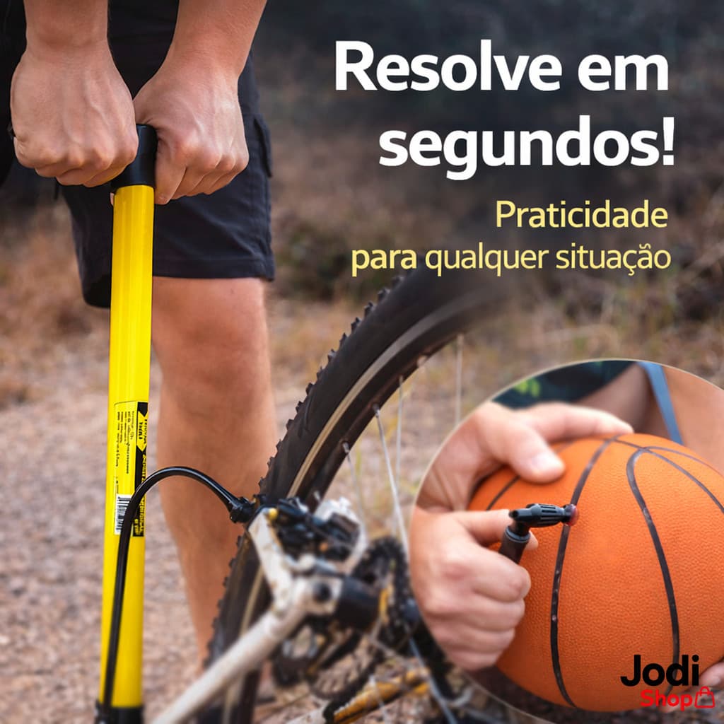 Bomba de Ar para Pneus de Bicicleta Moto e Bola Compacta e Alta Pressão