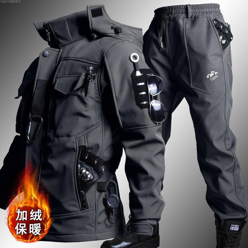Forro de lã ao ar livre engrossado tático macio escudo jaqueta terno masculino pesca ciclismo camisa à prova dwindproof