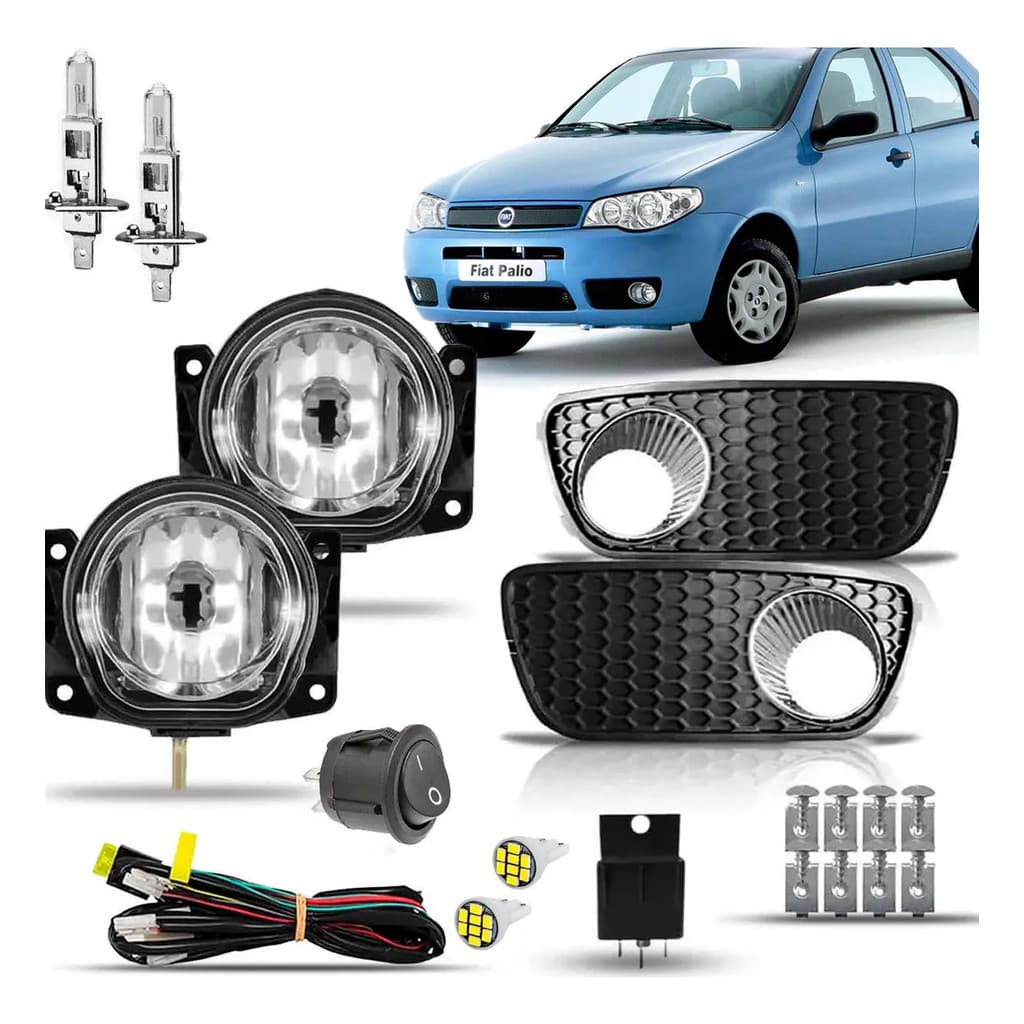 Kit Completo Farol  Milha Neblina Auxiliar  Palio Fire Celeb