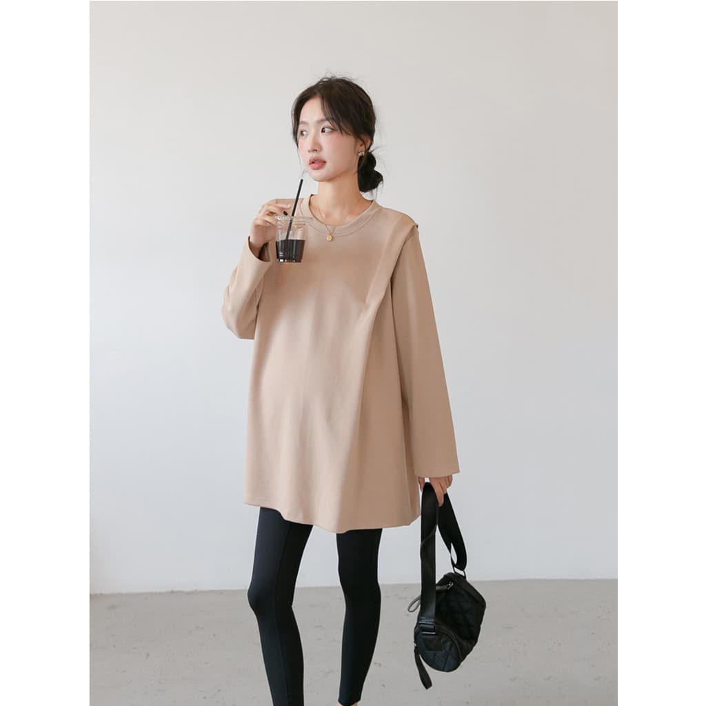 Camisa de bebê maternidade primavera outono manga comprida topo solto capa barriga camiseta comprimento médio em torno d
