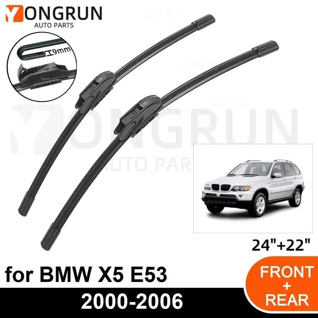 Limpadores De Para-Brisa Dianteiro De Carro , BMW X5 E53 2000-2006 , Lâmina De Limpador De Borracha 24 " + 22 " , Acessó