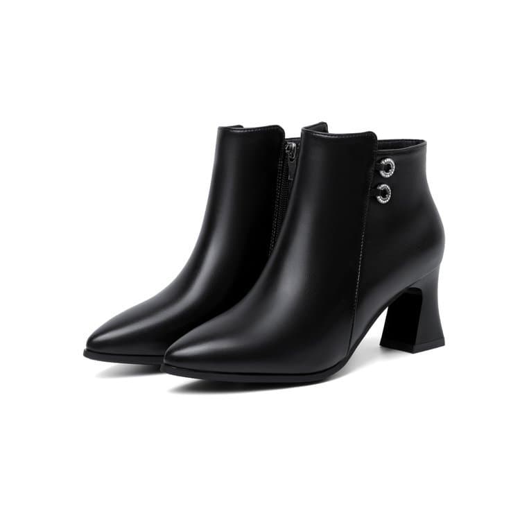 2025 novo estilo resistente ao desgaste sola macia apontou Toe botas curtas de salto alto sapatos femininos outono inver