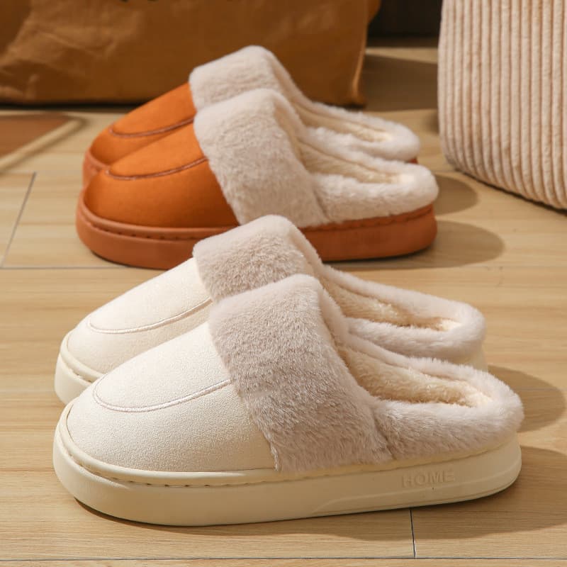 Novo estilo chinelos de algodão feminino outono inverno calor velo-sola grossa interior ao ar livre casa Baotou casal pe