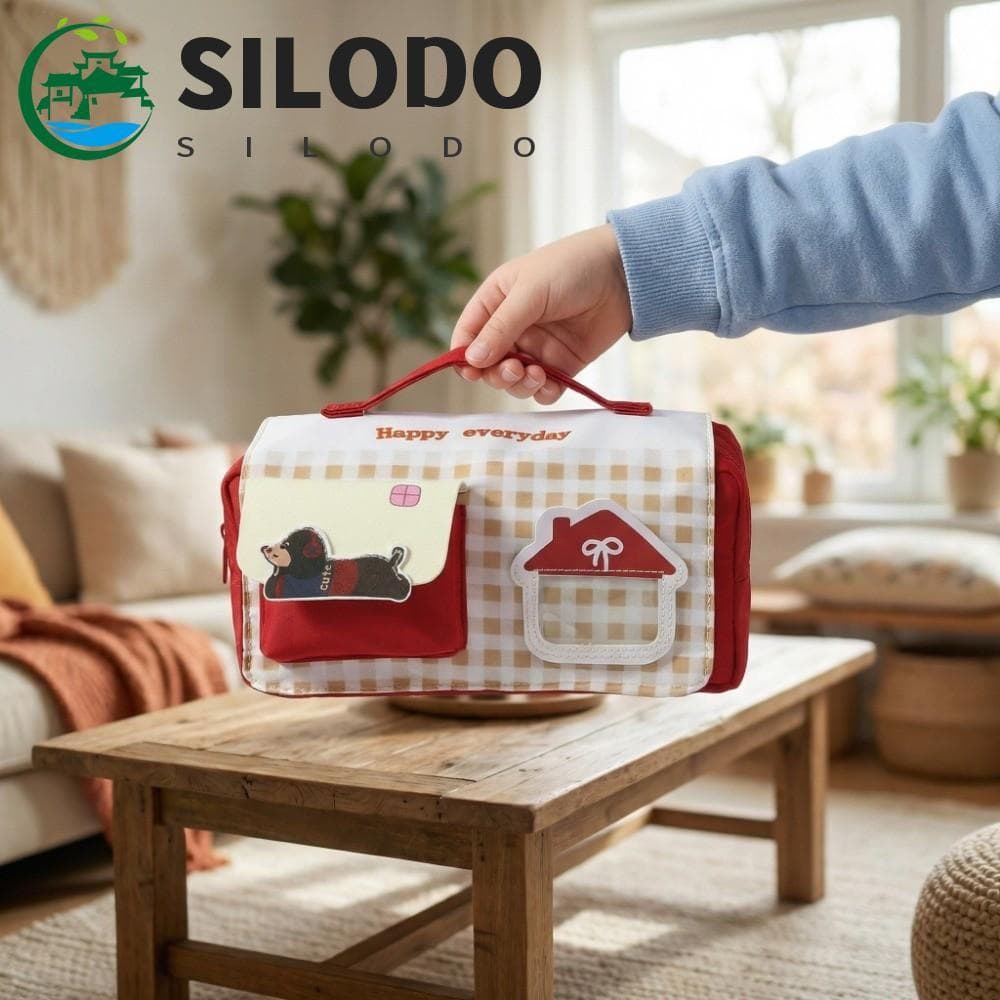SILODO Estojo De Lápis Em Formato De Casa , Bolsa Multicamadas Estilo Coreano Papelaria De Pano De