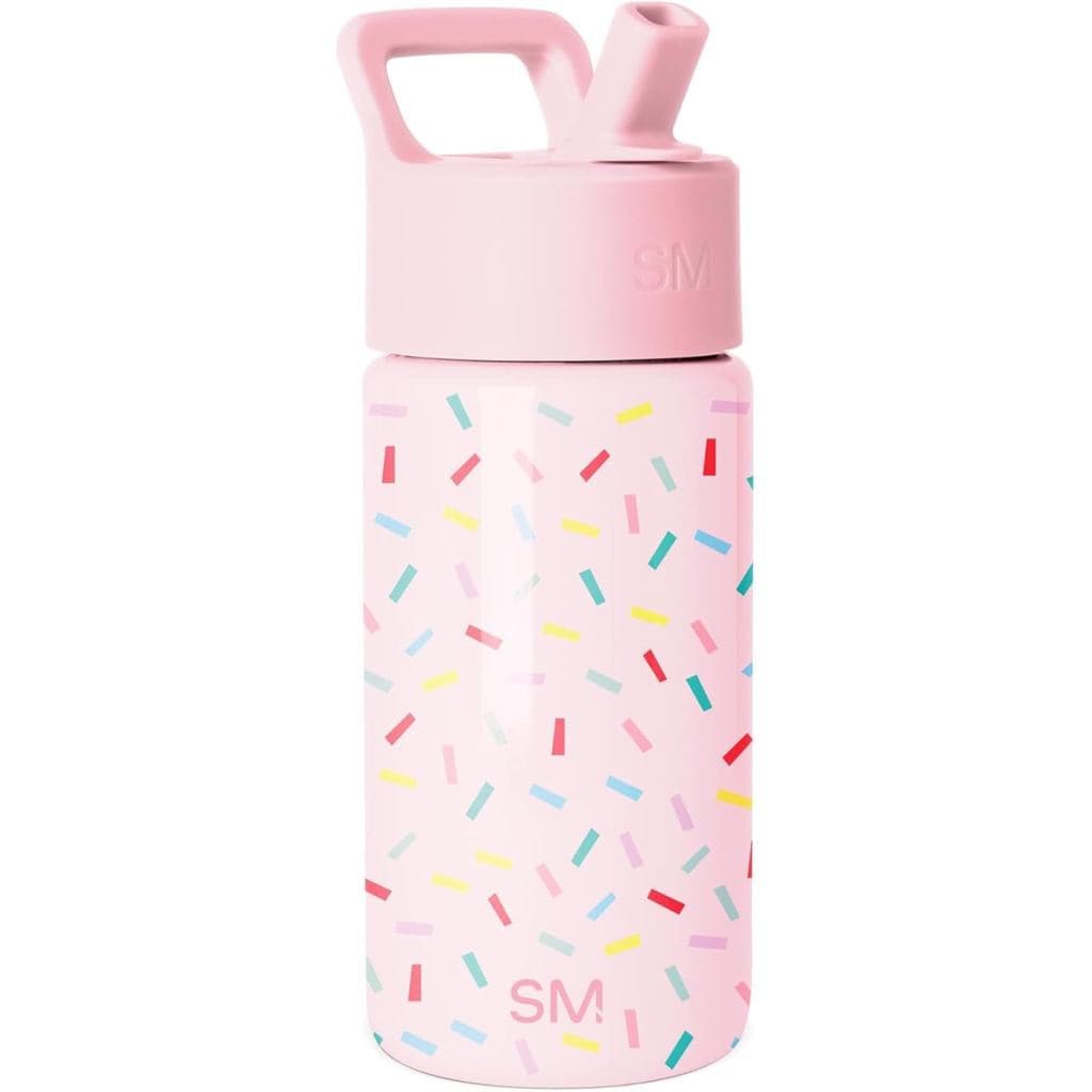 Garrafa de Água SimpleModerKidsSummit com Tampa de Canudo | Copo de Aço Inoxidável de 14oz, Isolado, para Crianças e Esc