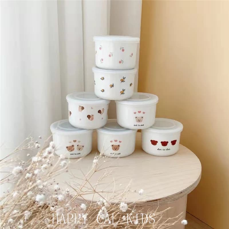 Coreia coreia Dottodot tigela de suplemento alimentar para bebê cerâmica fresco-mantendo tampa selada utensílios de mesa