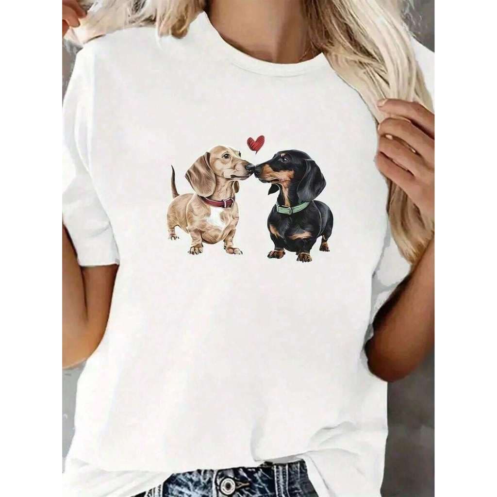 Camiseta feminina algodão fofinha de cachorrinho lançamento Moda Maligu