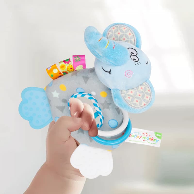 Novo estilo bebê aperto chocalho mordedor do bebê recém-nascido brinquedo calmante de pelúcia tocando papel pequena etiq