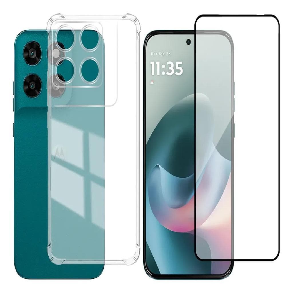 Kit Capa Anti Impacto TPU Transparente + Película 3D Vidro 9H para Moto G47 5G