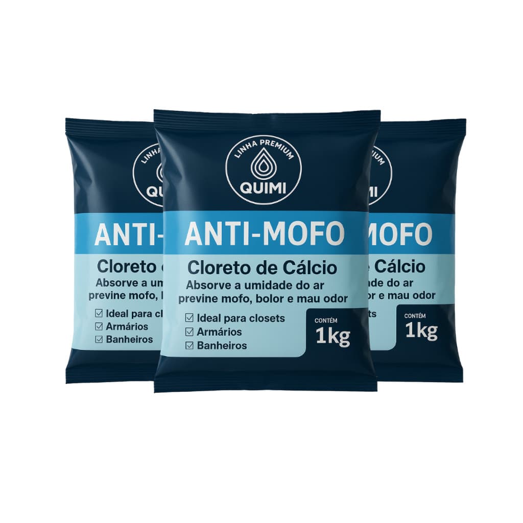 Cloreto de Cálcio Premium Anti Mofo Bolinha 3kg – Refil Desumidificador Elimina Odores e Umidade