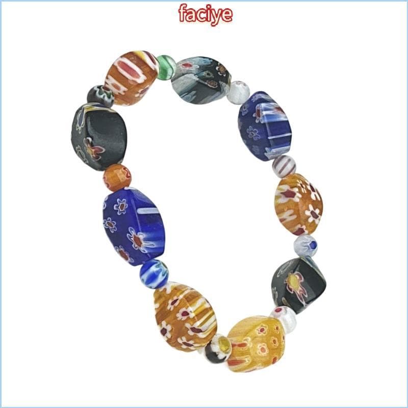 Pulseira Contas Vidro Torcida Vibrante FCY Acessório Pulso Elegante
