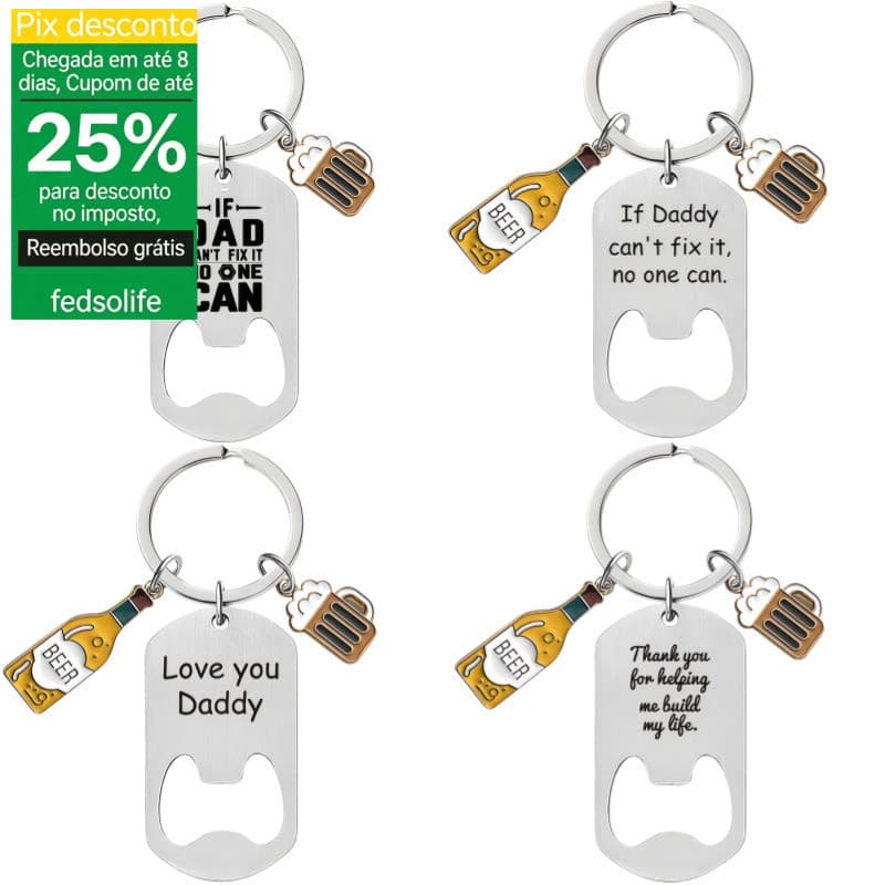Fedsolife Chaveiro de Aço Inoxidável DIY - Pingente Personalizado Presente para Namorado Luxo