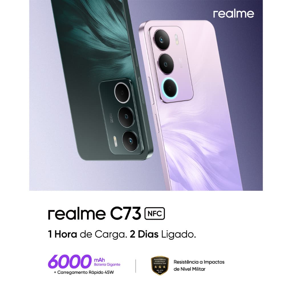 Celular Realme C73 4G 6000mAh 50MP 45W 120Hz Novo e original Versão Global