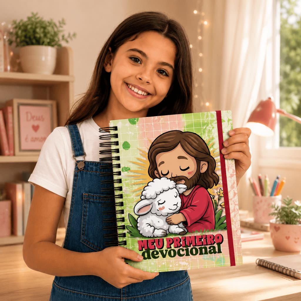 Meu Primeiro Devocional Infantil A5 150 Folhas Caderno Devocional Cristão Para Crianças Bíblia Infantil Encadernado