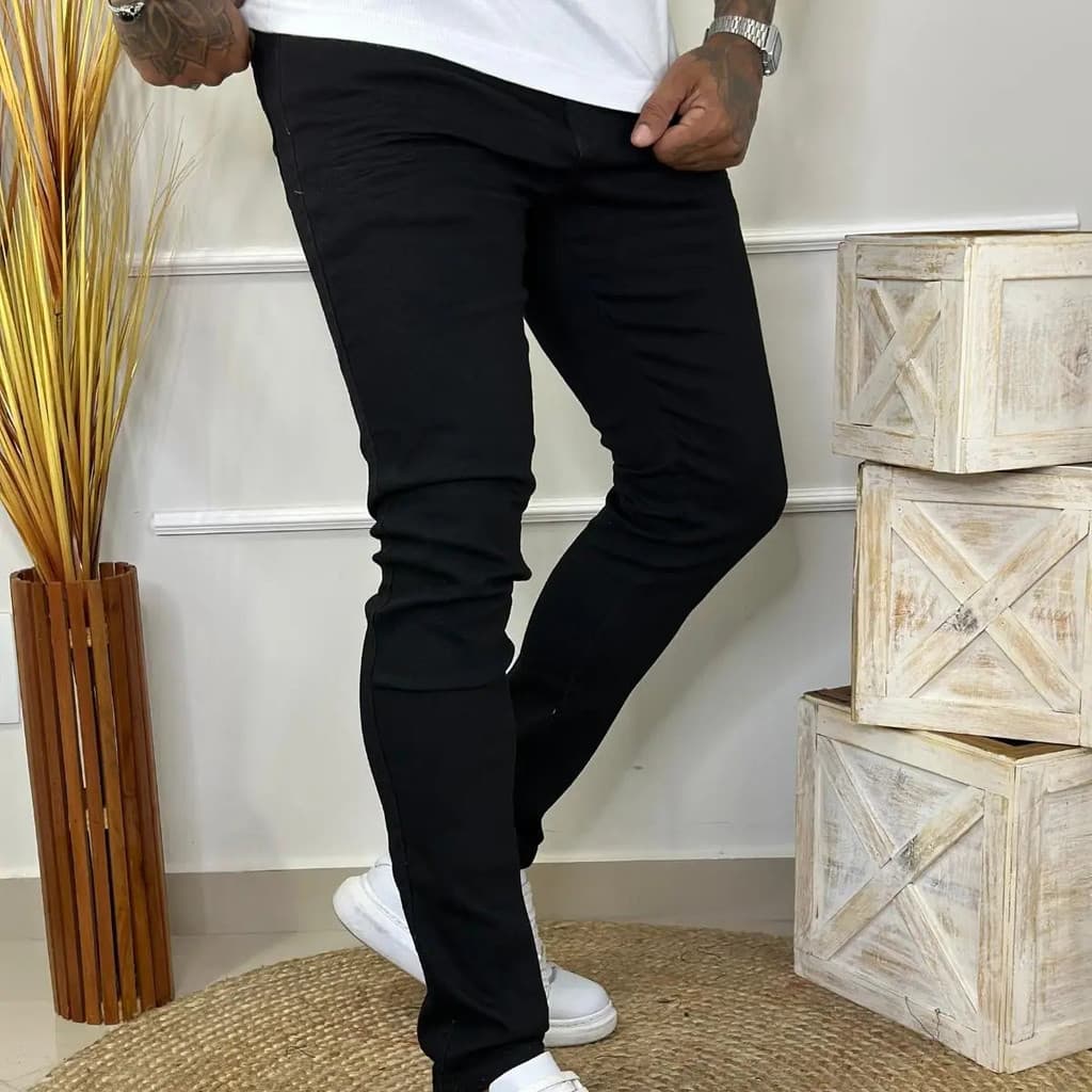 Calça Jeans Masculina Super Skinny Tendência Corte Moderno