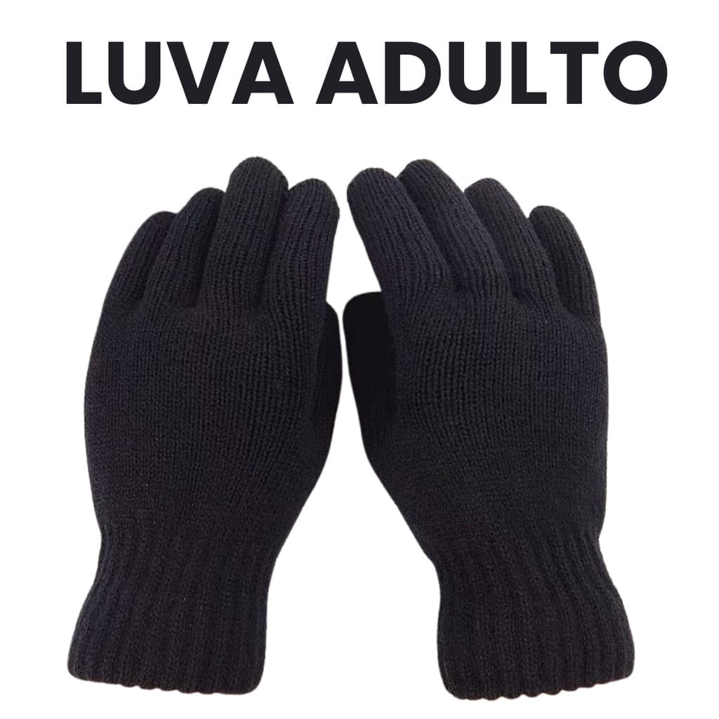 Luva Preta Adulto Lisa de Lã Luva Motoqueiro Térmica Inverno Unissex Luva Para Frio
