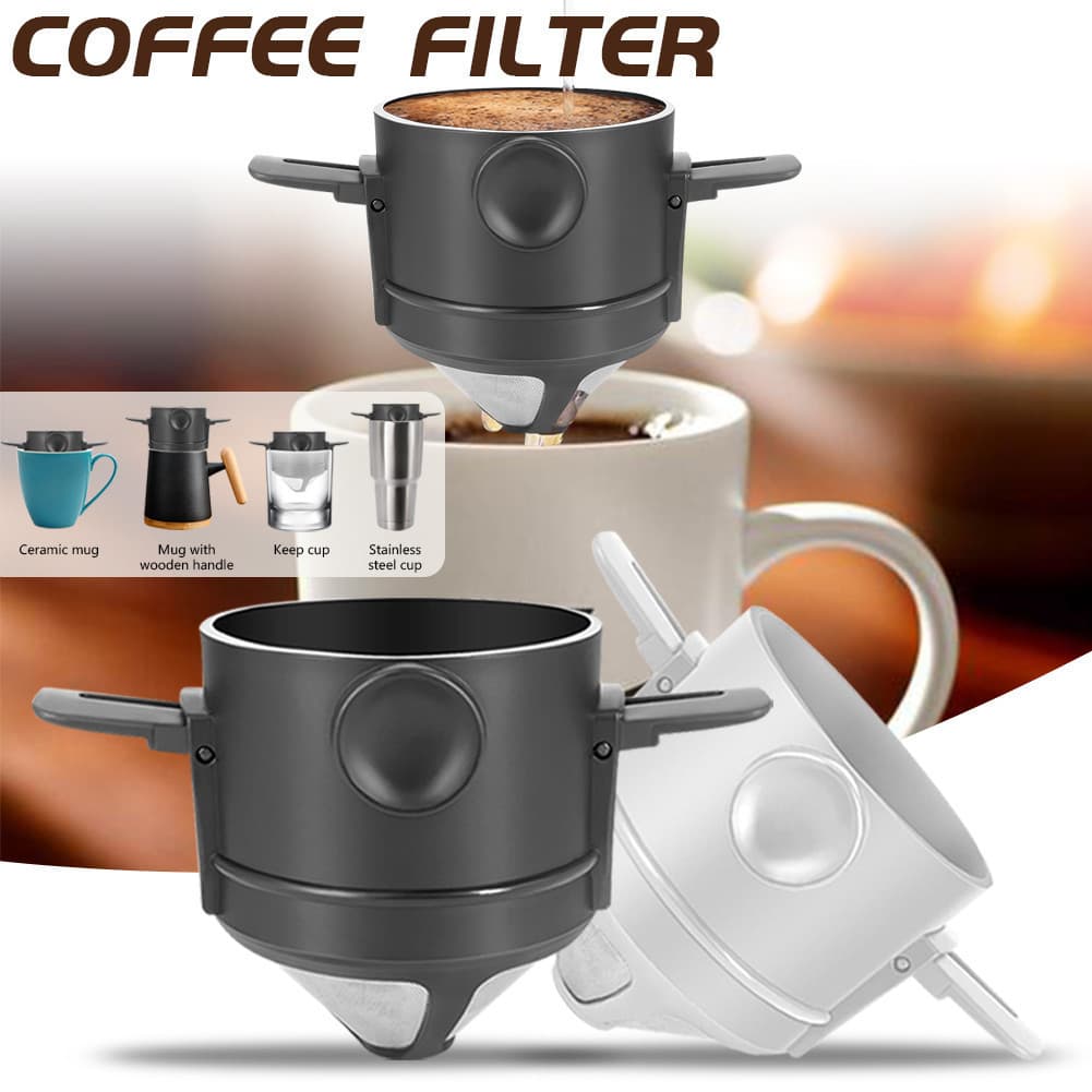 Filtro de Café/Chá Reutilizável Portátil e Dobrável em Aço Inoxidável