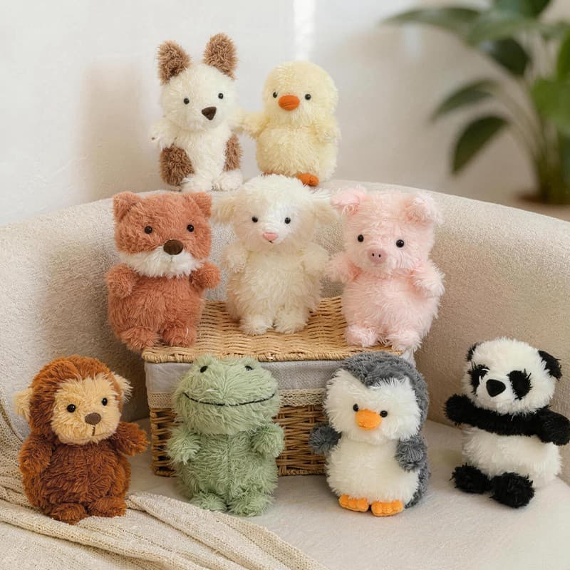 Brinquedo de Pelúcia Fofo e Macio - Ovelha, Porco, Sapo, Urso, Pinguim de Pelúcia, Pelúcias Kawaii para Crianças, Presen