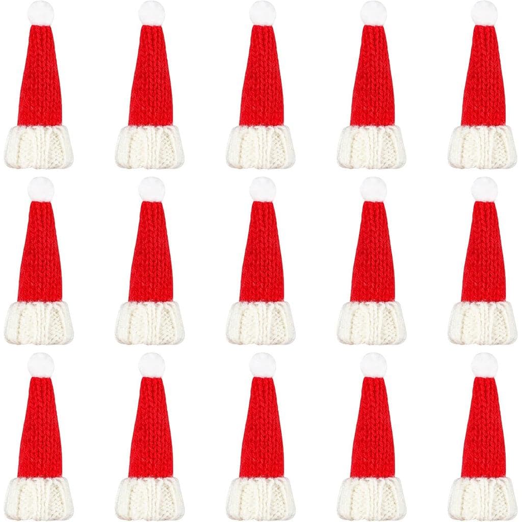 DIYASY Conjunto de 24 Mini Chapéus de Papai Noel, Pequenos Chapéus de Tricô para Artesanato, Bonecas, Enfeites de Tricô,
