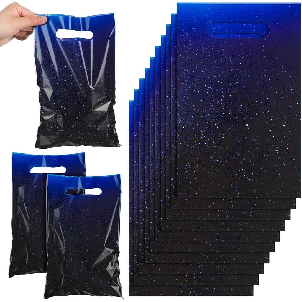 Zonon 50 Pacotes de Sacolas de Lembrancinhas para Festa Galáxia, Sacolas de Plástico Estreladas para Presentes, Artigos