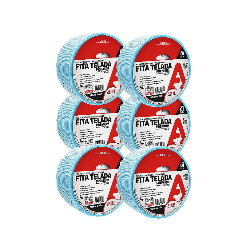 Fita Adesiva Telada Adere 9x9 fibra de vidro 50mmx45m - 6 pç