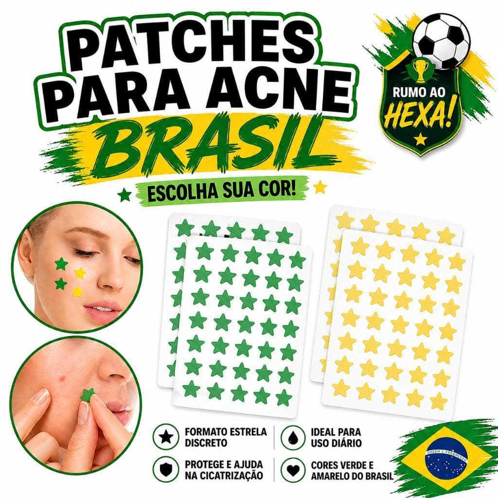 Kit Adesivo Estrela Espinha Brasil Rosto Acne  Manchas Reparar