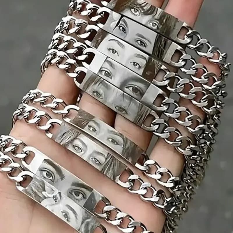 Pulseira de Presente, Nova Moda Quente, Personalizável, Gravação a Laser, Padrão de Olho, Foto, Nome, Adequada para Casa